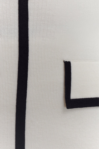 Top en Tricot Contrastant Becky - Ivoire et Noir