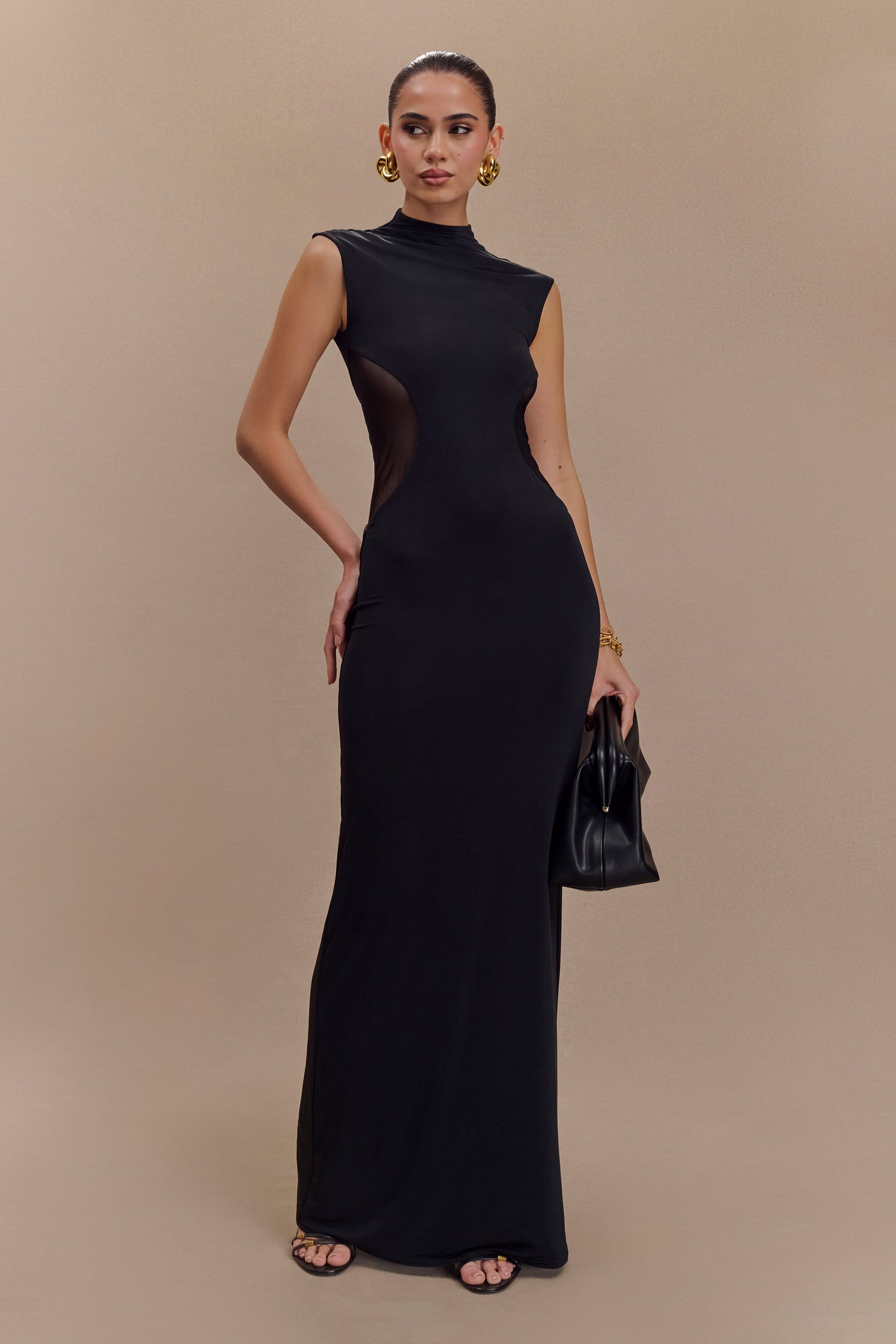 Robe Maxi Massie en Jersey et Maille - Noir