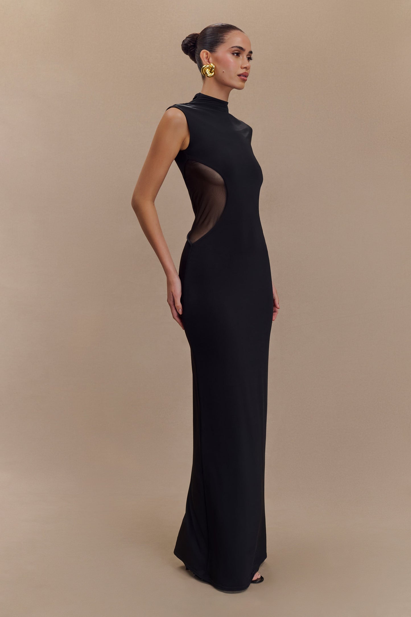 Robe Maxi Massie en Jersey et Maille - Noir
