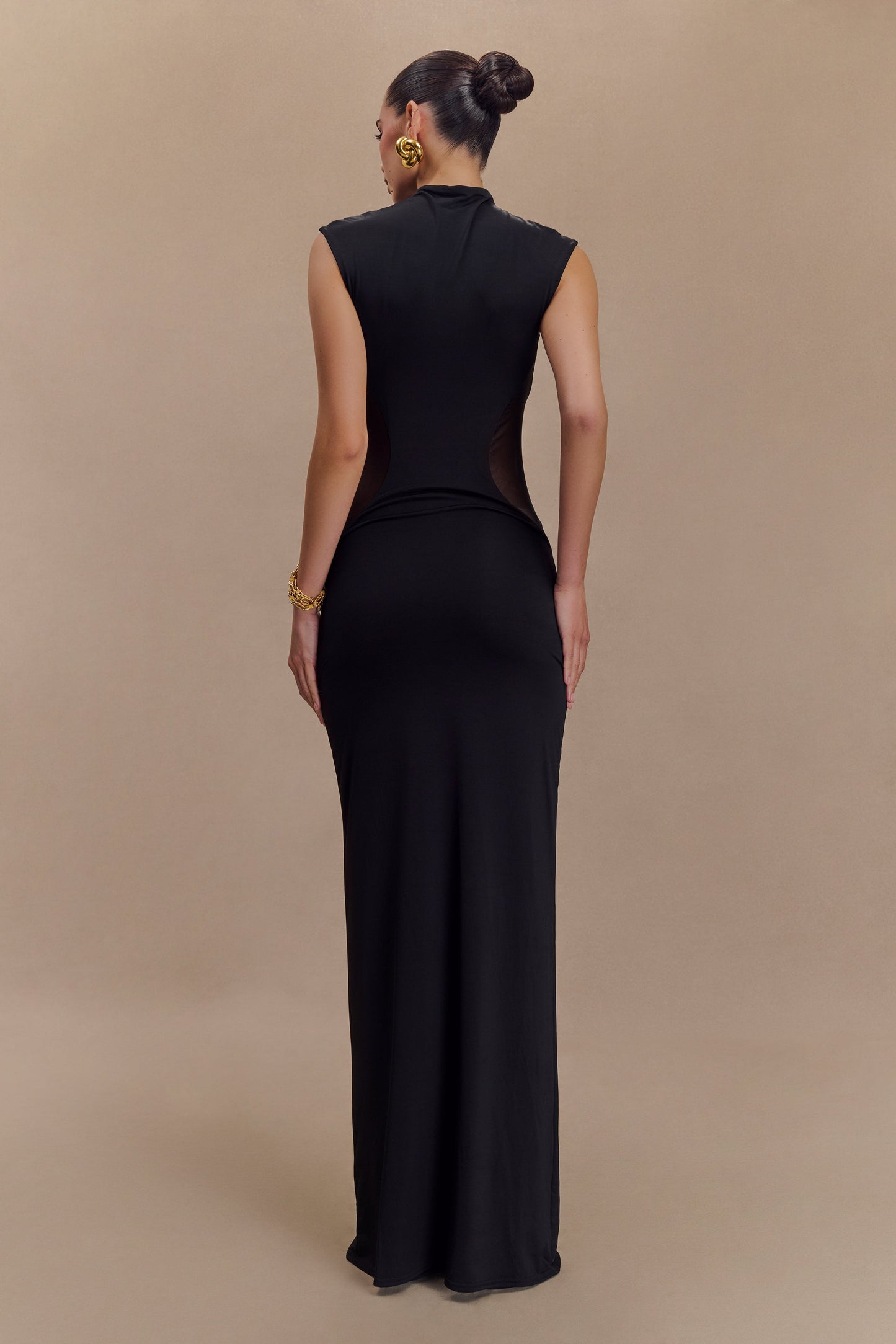 Robe Maxi Massie en Jersey et Maille - Noir