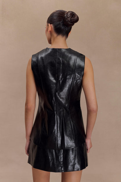 Gilet sans manches en simili cuir Coralia - Noir