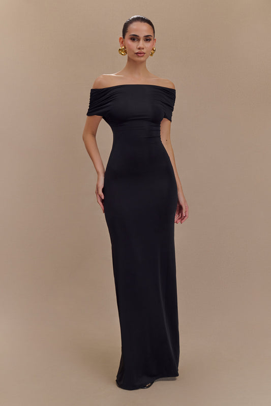Imogen Robe Maxi Évasée Décolletée - Noir