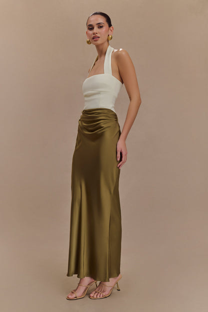 Jupe Maxi Asymétrique en Satin Nicola - Basil