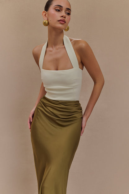 Jupe Maxi Asymétrique en Satin Nicola - Basil