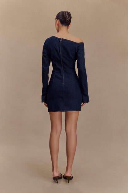 Cece Mini-robe en jean avec lacets - Bleu indigo