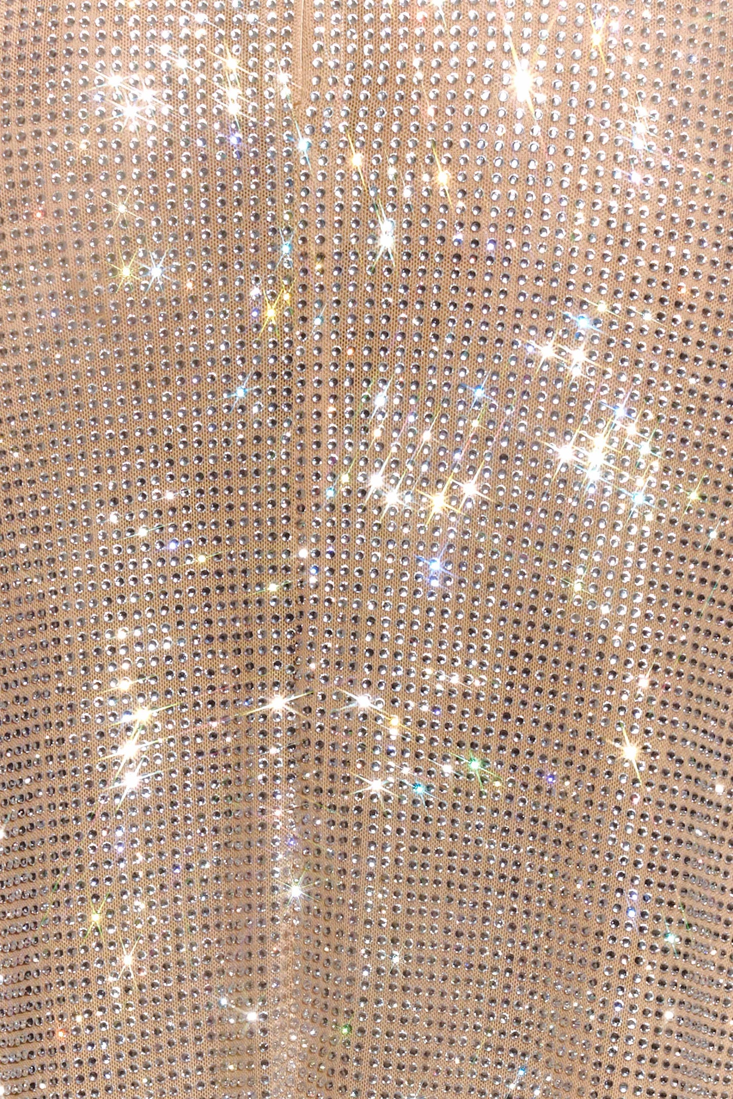 Genie Diamante Robe Midi à Manches Frangées - Nude