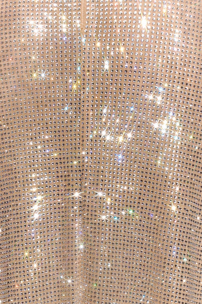 Genie Diamante Robe Midi à Manches Frangées - Nude