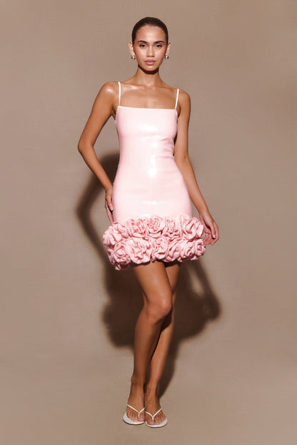 Mini-robe à fleurs et paillettes Faye - Rose pâle