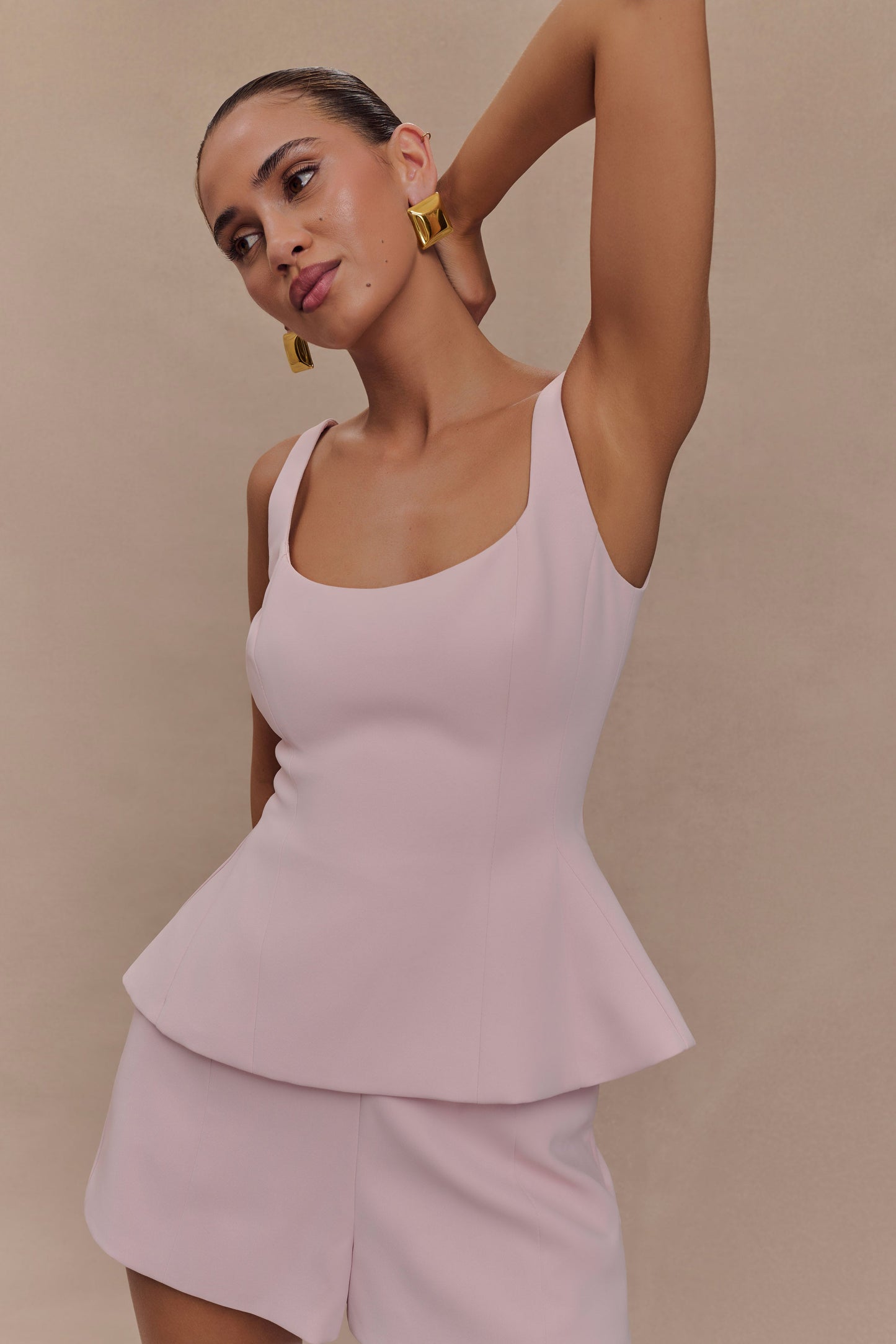 Top à peplum Korrie - Rose poudré
