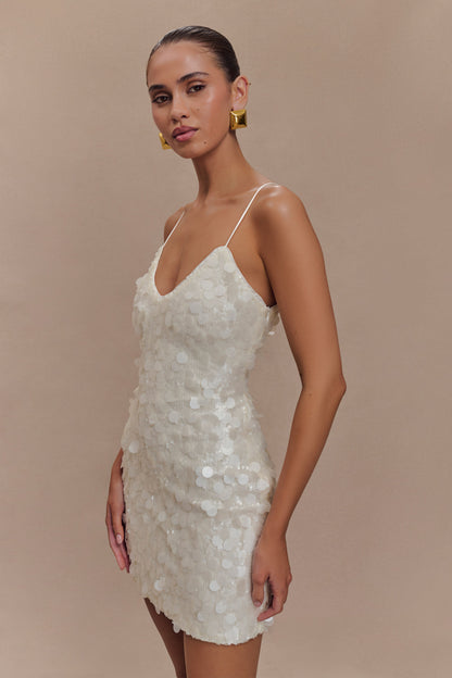 Robe mini Romilly à paillettes - Ivoire