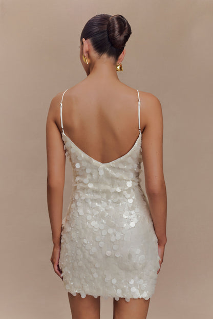 Robe mini Romilly à paillettes - Ivoire