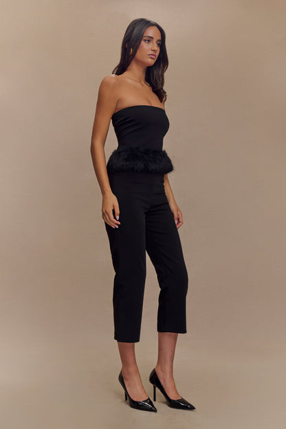 Top sans bretelles en fausse fourrure Jacklyn - Noir