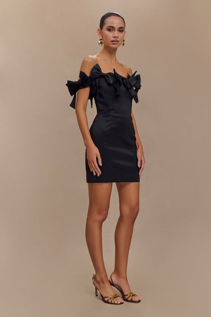 Mini-robe rose sans bretelles avec nœud - Noir
