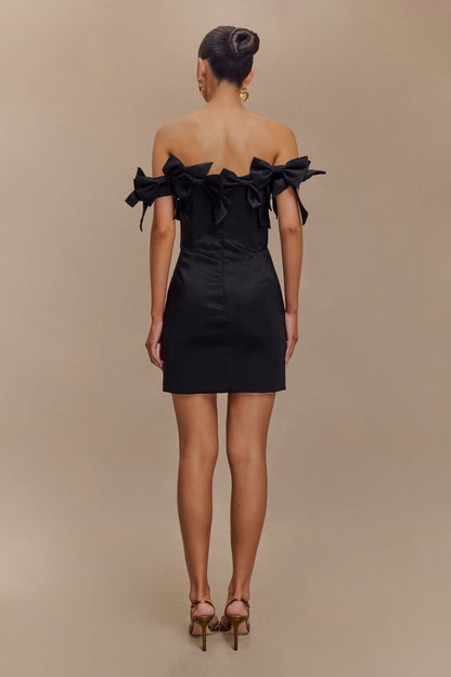 Mini-robe rose sans bretelles avec nœud - Noir