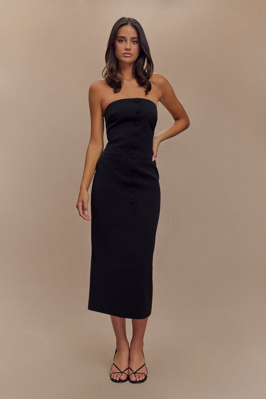 Robe midi sans bretelles Sussan - Noir