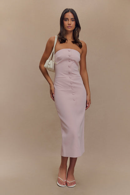 Robe midi sans bretelles Sussan - Rose poudré