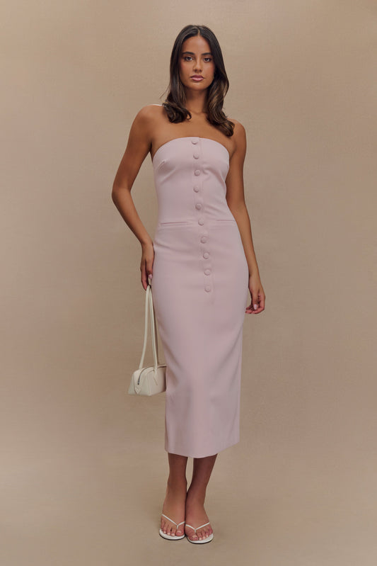 Robe midi sans bretelles Sussan - Rose poudré