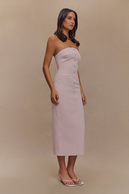 Robe midi sans bretelles Sussan - Rose poudré