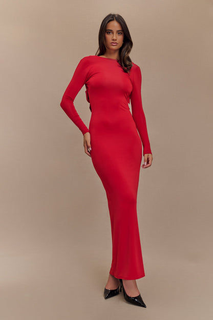 Robe Maxi Évasée à Manches Longues Bennett - Rubis