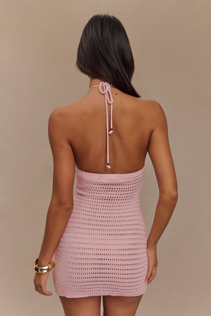 Robe mini en crochet floral Kyla - Rose