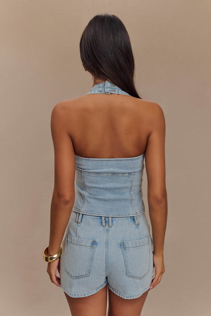 Halter en jean Dayna - Bleu clair