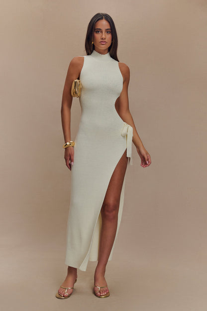 Robe Maxi en Tricot à Découpes - Ivoire