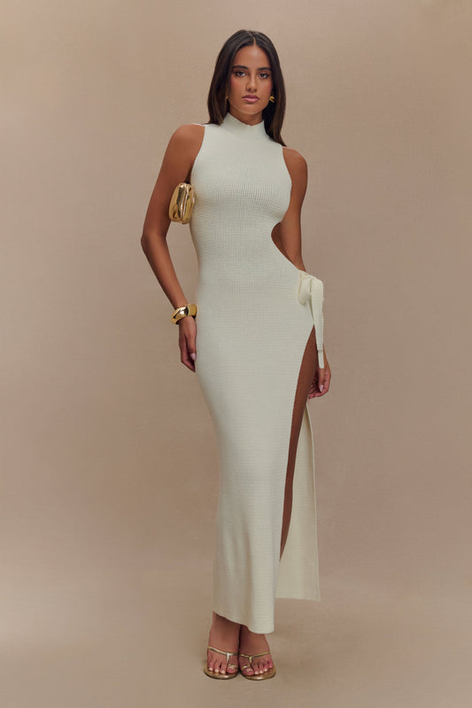 Robe Maxi en Tricot à Découpes - Ivoire