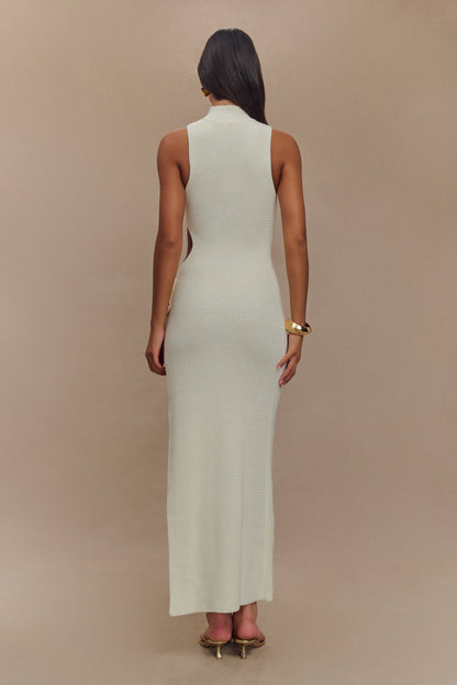 Robe Maxi en Tricot à Découpes - Ivoire