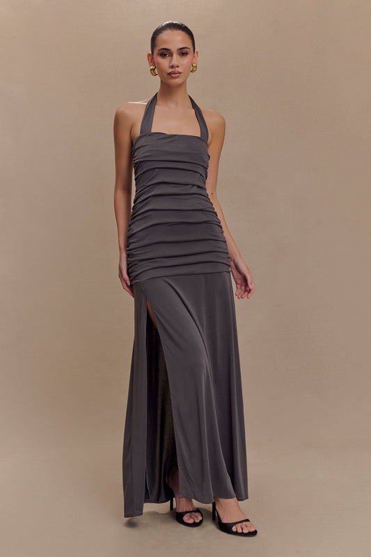 Robe Maxi Halter en Jersey Pêche de Bentley - Anthracite