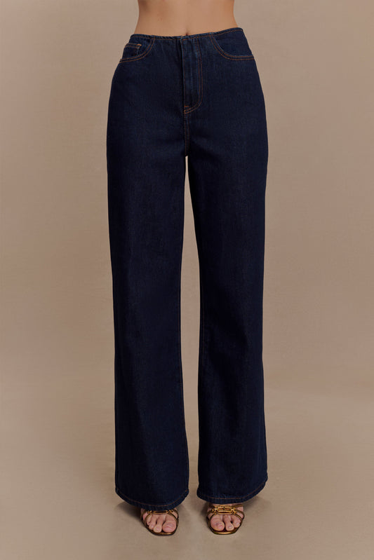 Jeans en jean taille mi-hauteur Caitlin - Bleu indigo
