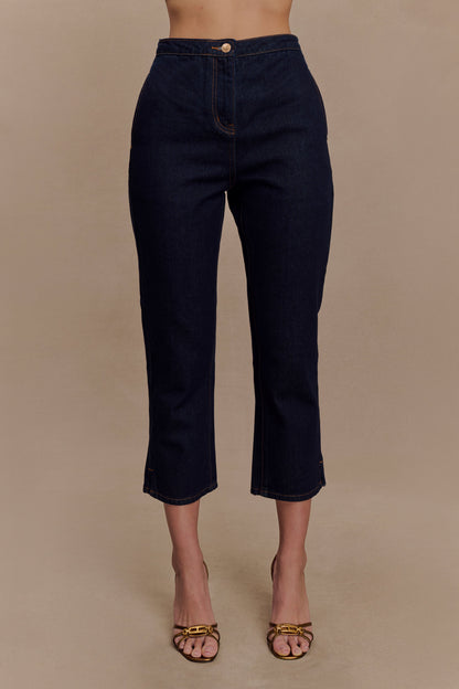 Pantalon capri en jean Hudson - Bleu indigo
