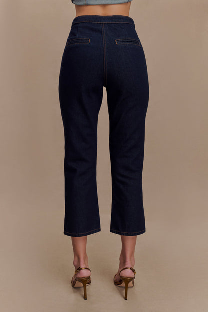 Pantalon capri en jean Hudson - Bleu indigo