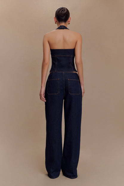 Haut en jean Dayna à porter en bandoulière - Bleu indigo