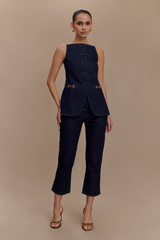 Pantalon capri en jean Hudson - Bleu indigo
