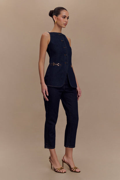 Pantalon capri en jean Hudson - Bleu indigo