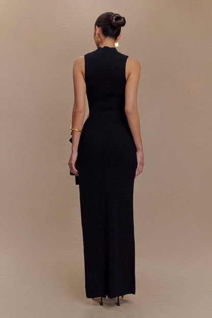 Robe Maxi en Tricot Perforée Stephanie - Noir