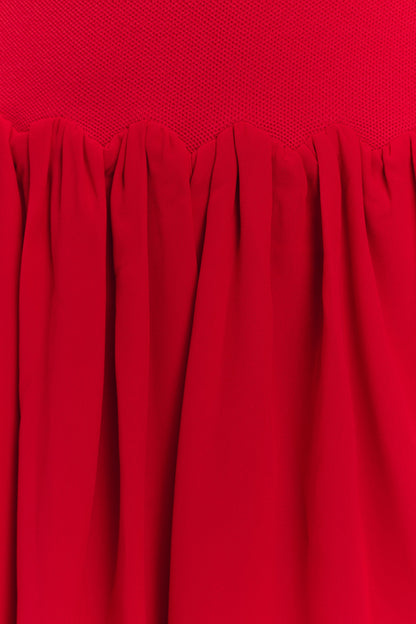 Robe mini en jersey et mousseline de soie Ashleigh - Rouge