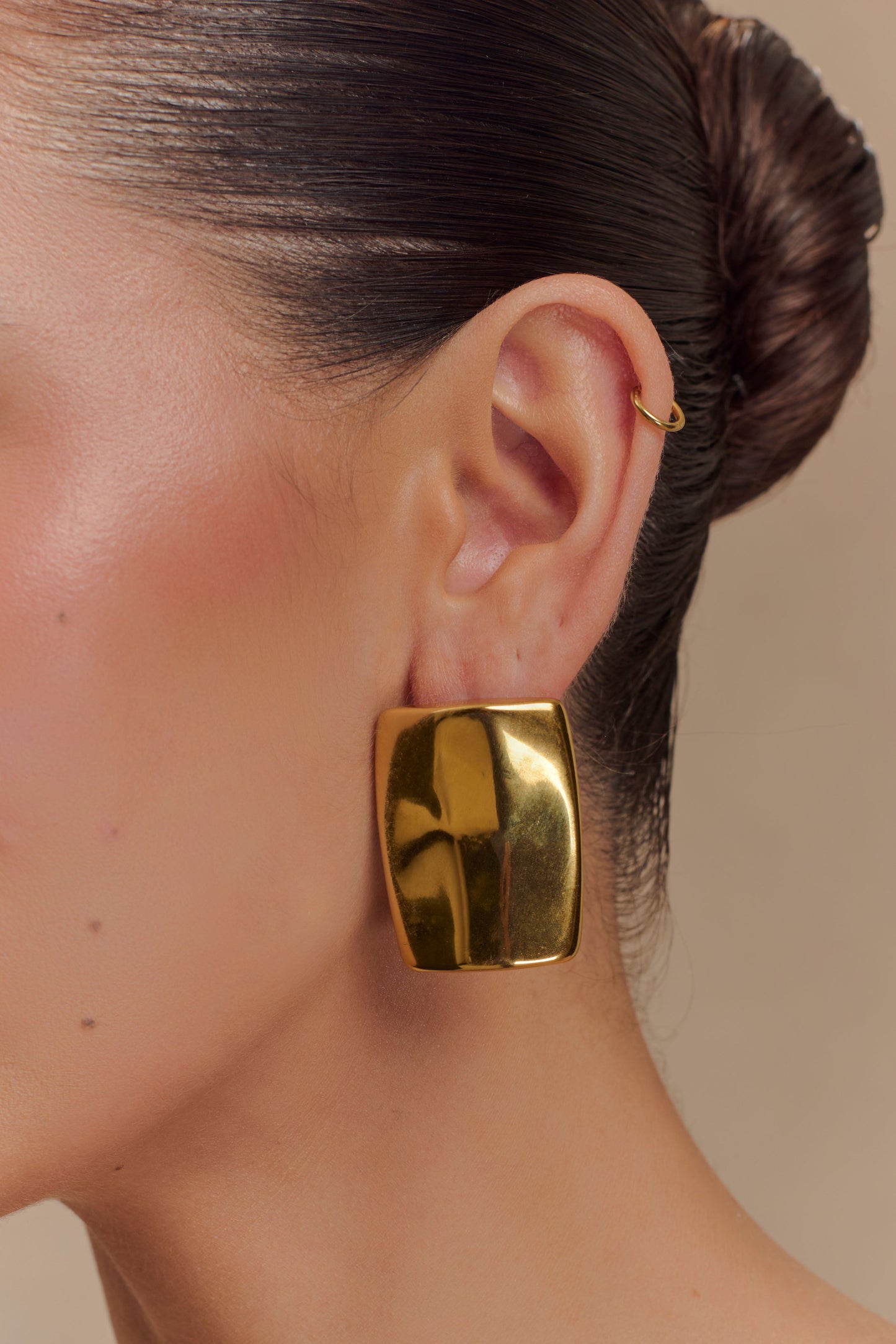 Boucles d'oreilles rectangulaires arrondies Georgia - Or