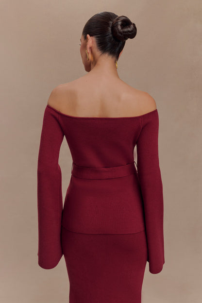 Top en tricot Kyle à épaules dénudées - Rouge cerise