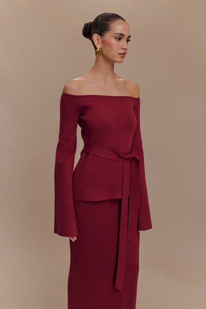 Top en tricot Kyle à épaules dénudées - Rouge cerise