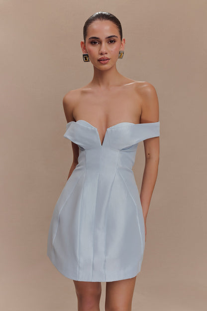 Mini-robe Diana à épaules dénudées - Bleu bébé poudré