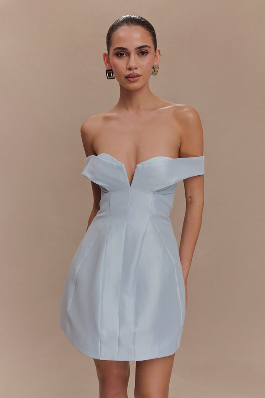 Mini-robe Diana à épaules dénudées - Bleu bébé poudré