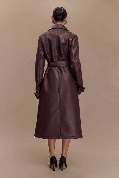 Manteau-trencher en simili cuir Tarah - Brun cacao