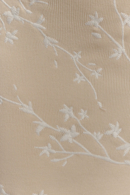 Mini-robe en jersey brodé à épaules dénudées Mallory - Crème et Ivoire
