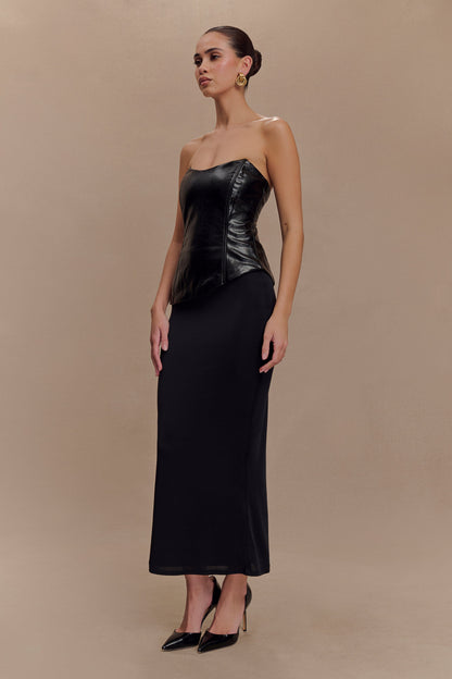 Haut sans bretelles en simili cuir Allana - Noir