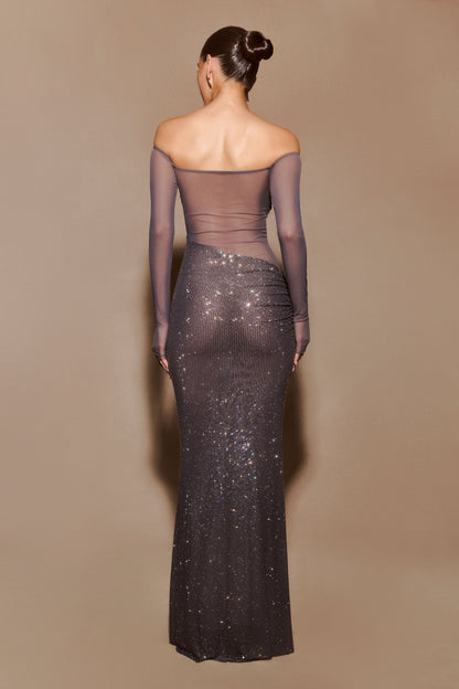 Robe longue débardeur Nash Diamante - Gris anthracite