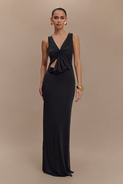 Robe Maxi en Jersey Pêche Kassidy - Noir