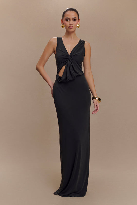 Robe Maxi en Jersey Pêche Kassidy - Noir
