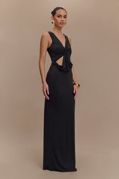 Robe Maxi en Jersey Pêche Kassidy - Noir