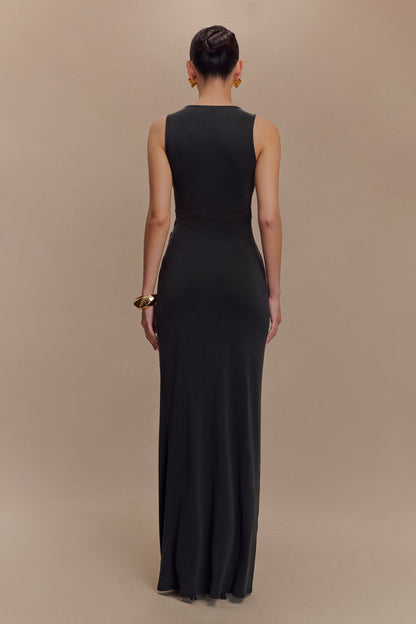 Robe Maxi en Jersey Pêche Kassidy - Noir